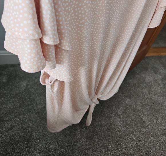 Adrianna Papell Pale Pink Tie-Front Ruffle Sleeve Blouse - Picture 4 of 5